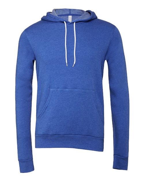 Bella+Canvas 3719 Unisex Sponge Fleece Pullover Hoodie - Heather True Royal - flat front