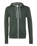Bella + Canvas 3739 Sponge Fleece Full-Zip Hoodie Sweatshirt - Heather Forest - flat front