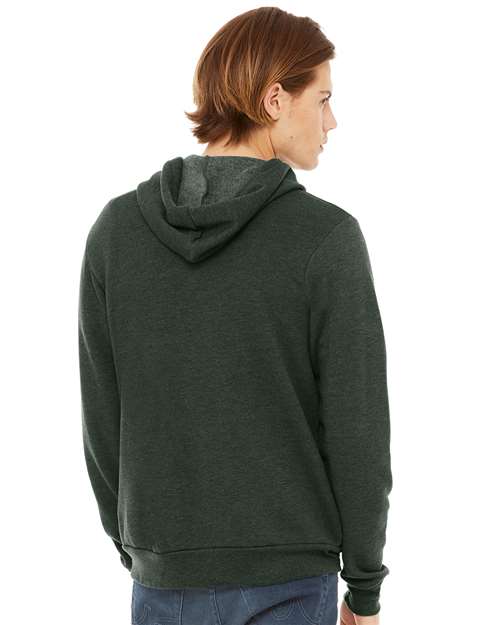 Bella + Canvas 3739 Sponge Fleece Full-Zip Hoodie Sweatshirt - Heather Forest - model back