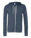 Bella + Canvas 3739 Sponge Fleece Full-Zip Hoodie Sweatshirt - Heather Navy - flat front
