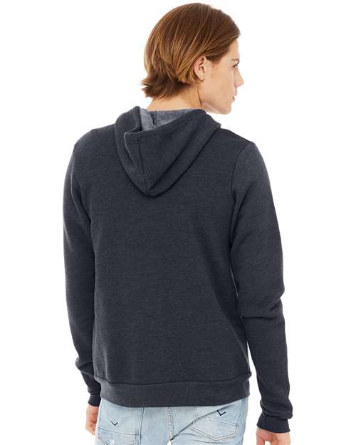 Bella + Canvas 3739 Sponge Fleece Full-Zip Hoodie Sweatshirt - Heather Navy - model back