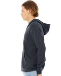 Bella + Canvas 3739 Sponge Fleece Full-Zip Hoodie Sweatshirt - Heather Navy - model side