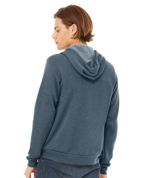 Bella + Canvas 3739 Sponge Fleece Full-Zip Hoodie Sweatshirt - Heather Slate - model back
