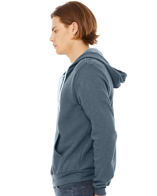 Bella + Canvas 3739 Sponge Fleece Full-Zip Hoodie Sweatshirt - Heather Slate - model side