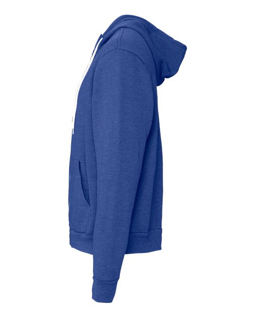 Bella + Canvas 3739 Sponge Fleece Full-Zip Hoodie Sweatshirt - Heather True Royal - side