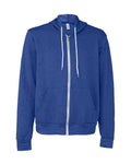 Bella + Canvas 3739 Sponge Fleece Full-Zip Hoodie Sweatshirt - Heather True Royal - flat front