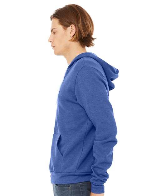 Bella + Canvas 3739 Sponge Fleece Full-Zip Hoodie Sweatshirt - Heather True Royal - model side