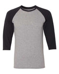 Jerzees 601RR Unisex Triblend Three-Quarter Raglan Baseball T-Shirt - Oxford/ Black - front