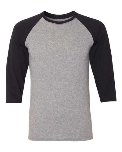 Jerzees 601RR Unisex Triblend Three-Quarter Raglan Baseball T-Shirt - Oxford/ Black - front