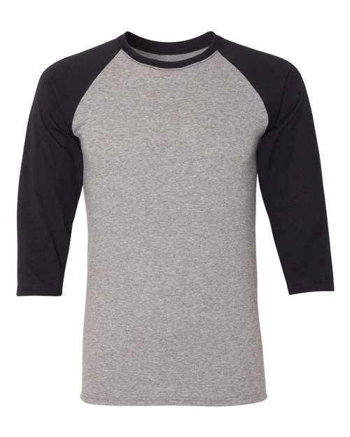 Jerzees 601RR Unisex Triblend Three-Quarter Raglan Baseball T-Shirt - Oxford/ Black - front