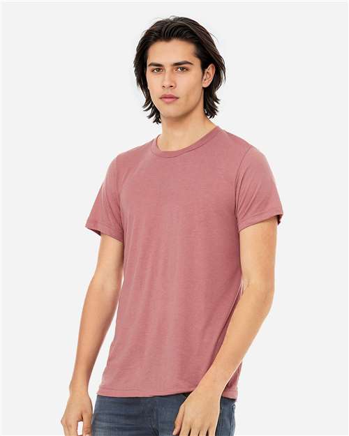 Bella+Canvas 3413 Unisex Triblend Short Sleeve Tee - Mauve Triblend - model side