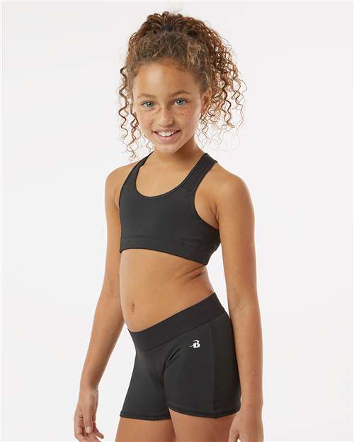 Badger 2636 Girls' B-Sport Bra Top - Black - model side