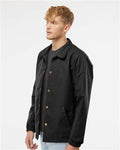 Independent Trading Co. EXP99CNB Men's Water-Resistant Windbreaker Coach’s Jacket - Black - model side