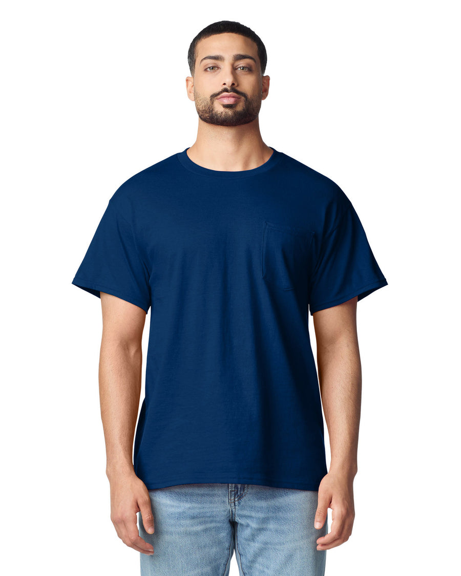 Gildan G530 Heavy Cotton Pocket T-Shirt - Navy - model front