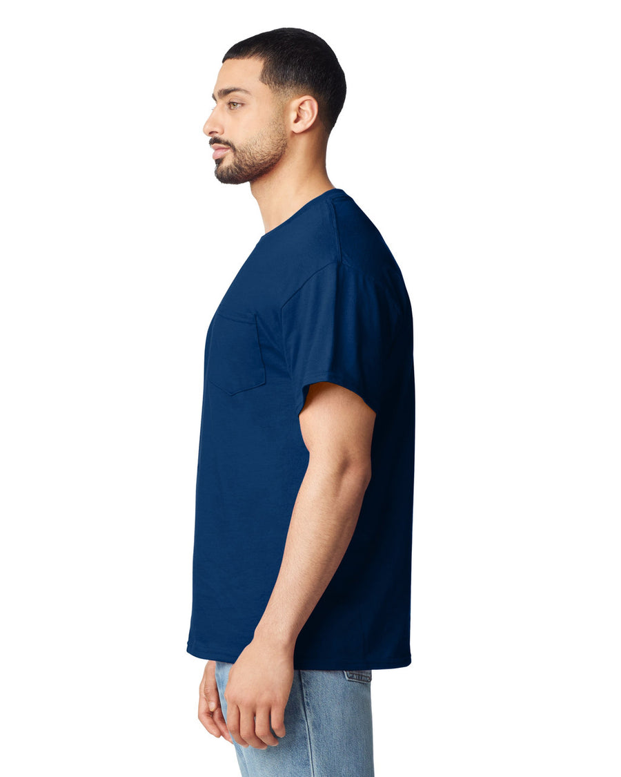 Gildan G530 Heavy Cotton Pocket T-Shirt - Navy - model side