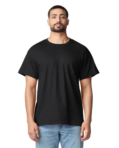 Gildan G530 Heavy Cotton Pocket T-Shirt - Black - model front