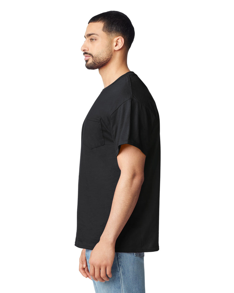 Gildan G530 Heavy Cotton Pocket T-Shirt - Black - model side