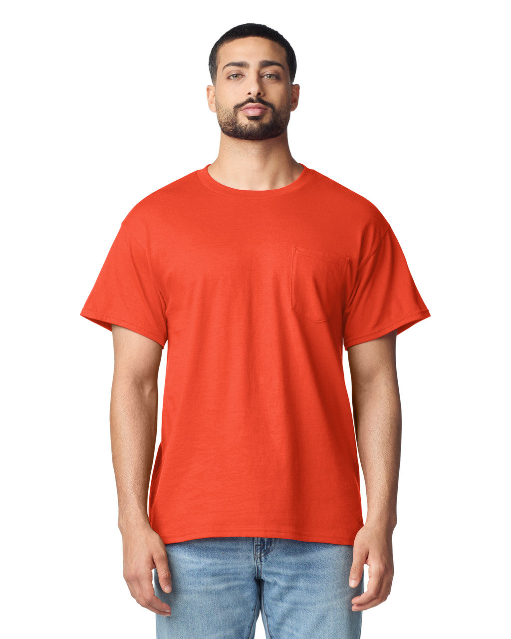 Gildan G530 Heavy Cotton Pocket T-Shirt - Orange - model front