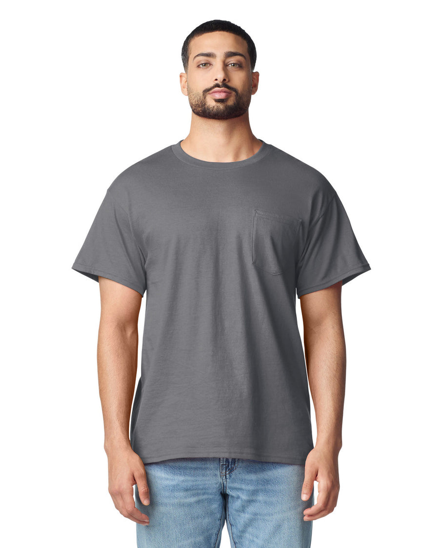 Gildan G530 Heavy Cotton Pocket T-Shirt - Charcoal - model front