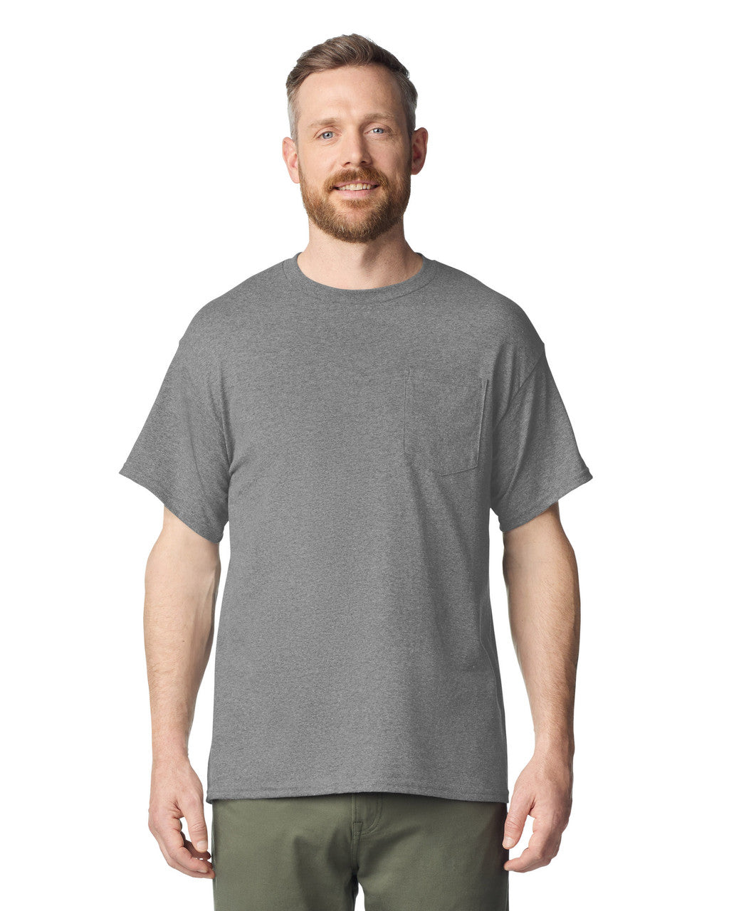 Gildan G530 Heavy Cotton Pocket T-Shirt - Sport Grey - model front