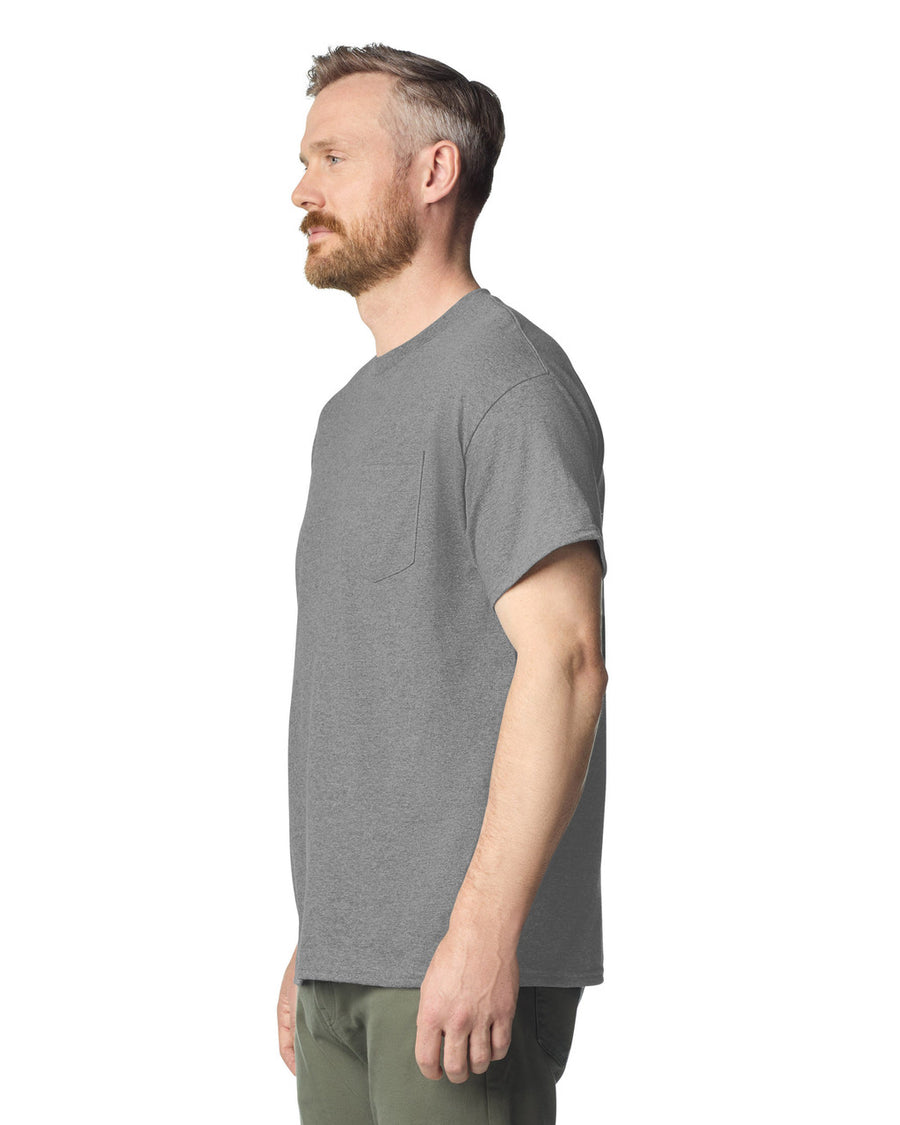 Gildan G530 Heavy Cotton Pocket T-Shirt - Sport Grey - model side