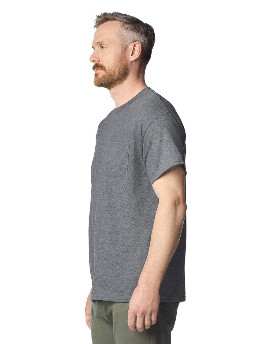 Gildan G530 Heavy Cotton Pocket T-Shirt - Graphite Heather - model side