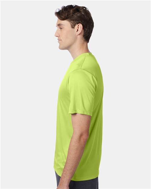 Hanes 4820 Unisex Cool DRI Performance T-Shirt - Safety Green - model side