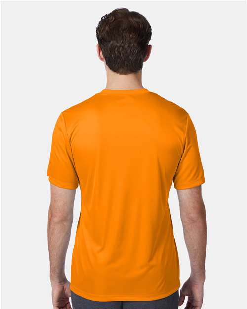 Hanes 4820 Unisex Cool DRI Performance T-Shirt - Safety Orange - model back