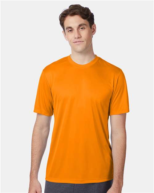 Hanes 4820 Unisex Cool DRI Performance T-Shirt - Safety Orange - model front