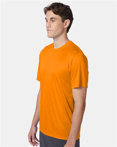 Hanes 4820 Unisex Cool DRI Performance T-Shirt - Safety Orange - model side