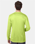 Hanes 482L Unisex Cool DRI Long Sleeve Performance T-Shirt - Safety Green - model back