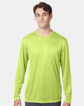 Hanes 482L Unisex Cool DRI Long Sleeve Performance T-Shirt - Safety Green - model front