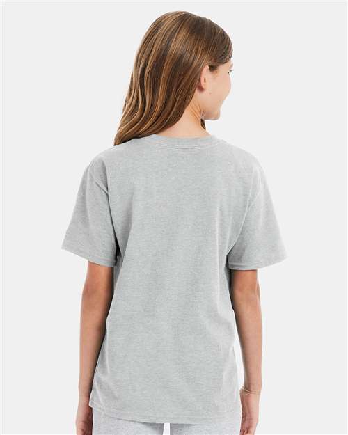 Hanes 498Y Youth Perfect-T T-Shirt - Ash - model back