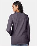 Hanes 5586 Authentic Long Sleeve T-Shirt - Charcoal Heather - model back