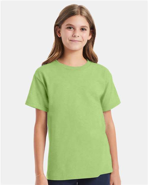 Hanes 5480 Youth Essential-T T-Shirt - Lime - model front