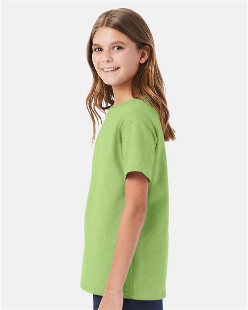 Hanes 5480 Youth Essential-T T-Shirt - Lime - model side