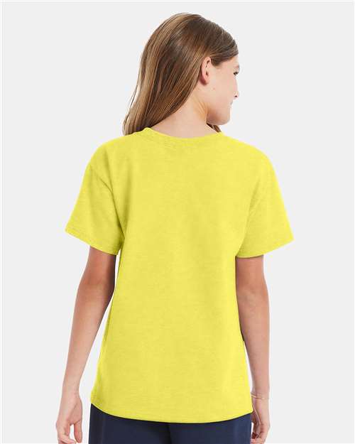 Hanes 5480 Youth Essential-T T-Shirt - Yellow - model back