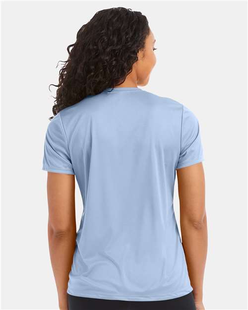 Hanes 4830 Women's Cool DRI Performance T-Shirt - Light Blue - model back