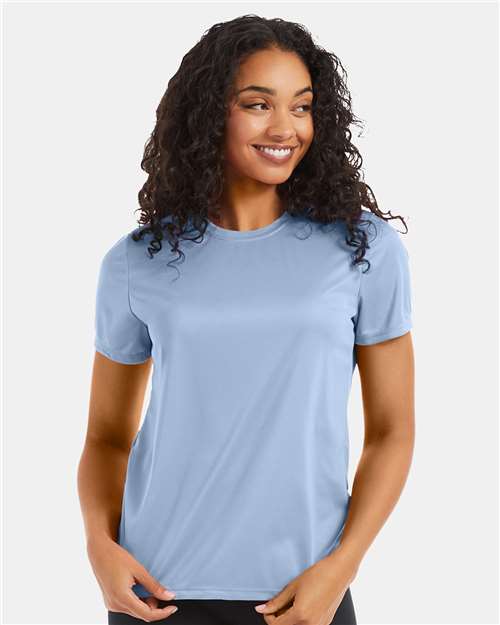 Hanes 4830 Women's Cool DRI Performance T-Shirt - Light Blue - model front