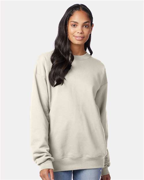 Hanes F260 Unisex Ultimate Cotton Crewneck Sweatshirt - Natural - model front