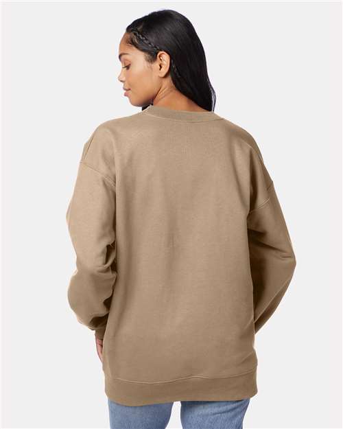 Hanes F260 Unisex Ultimate Cotton Crewneck Sweatshirt - Pebble - model back