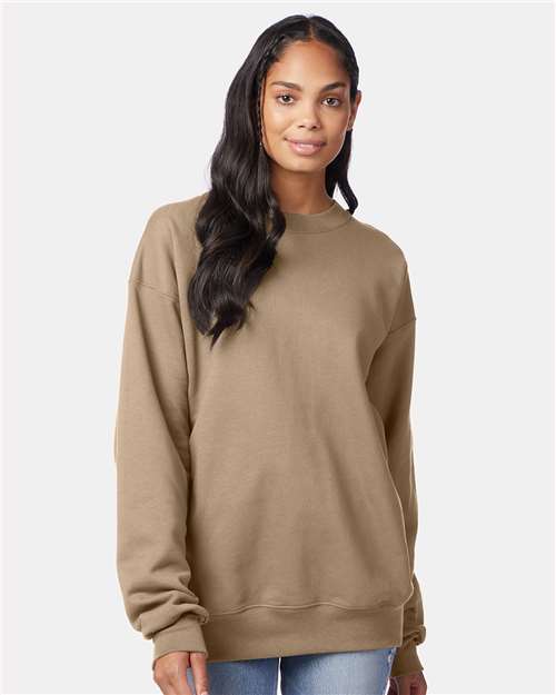 Hanes F260 Unisex Ultimate Cotton Crewneck Sweatshirt - Pebble - model front