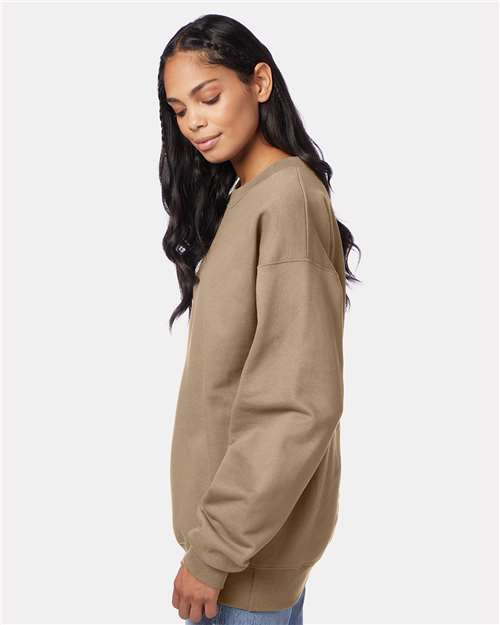 Hanes F260 Unisex Ultimate Cotton Crewneck Sweatshirt - Pebble - model side