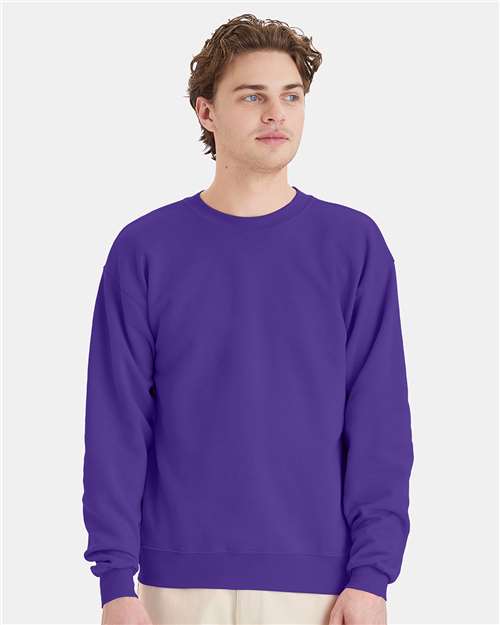 Hanes P160 EcoSmart Crewneck Sweatshirt - Purple - model front