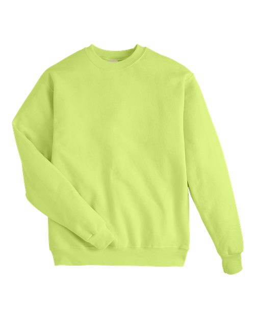Hanes P160 EcoSmart Crewneck Sweatshirt - Safety Green - flat front