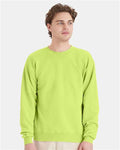 Hanes P160 EcoSmart Crewneck Sweatshirt - Safety Green - model front