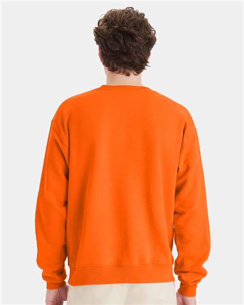 Hanes P160 EcoSmart Crewneck Sweatshirt - Safety Orange - model back