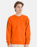 Hanes P160 EcoSmart Crewneck Sweatshirt - Safety Orange - model front
