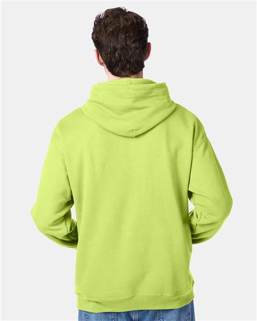 Hanes P170 EcoSmart Hooded Sweatshirt - Safety Green - model back