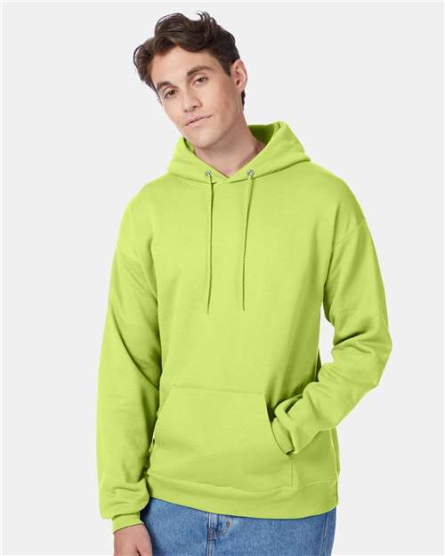 Hanes P170 EcoSmart Hooded Sweatshirt - Safety Green - model front